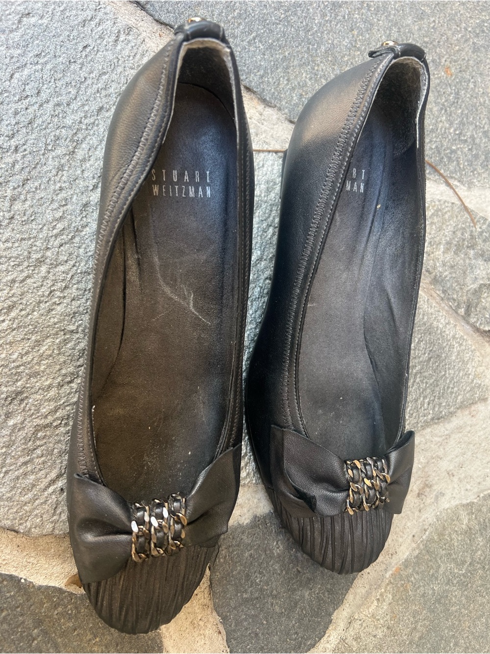 Stuart Weitzman Graphite Bow Ballet Flats - Picture 2 of 6